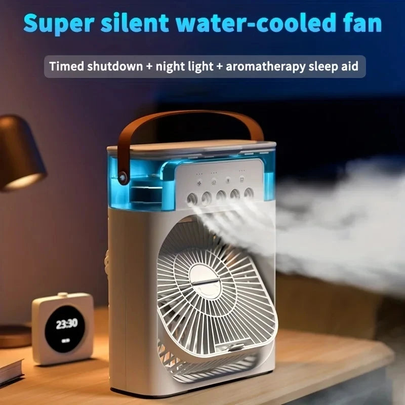Portable Fan Air Conditioners USB Electric Fan Air Cooler LED Night Light Water Mist Fun 3 in 1 Air Humidifier for Home