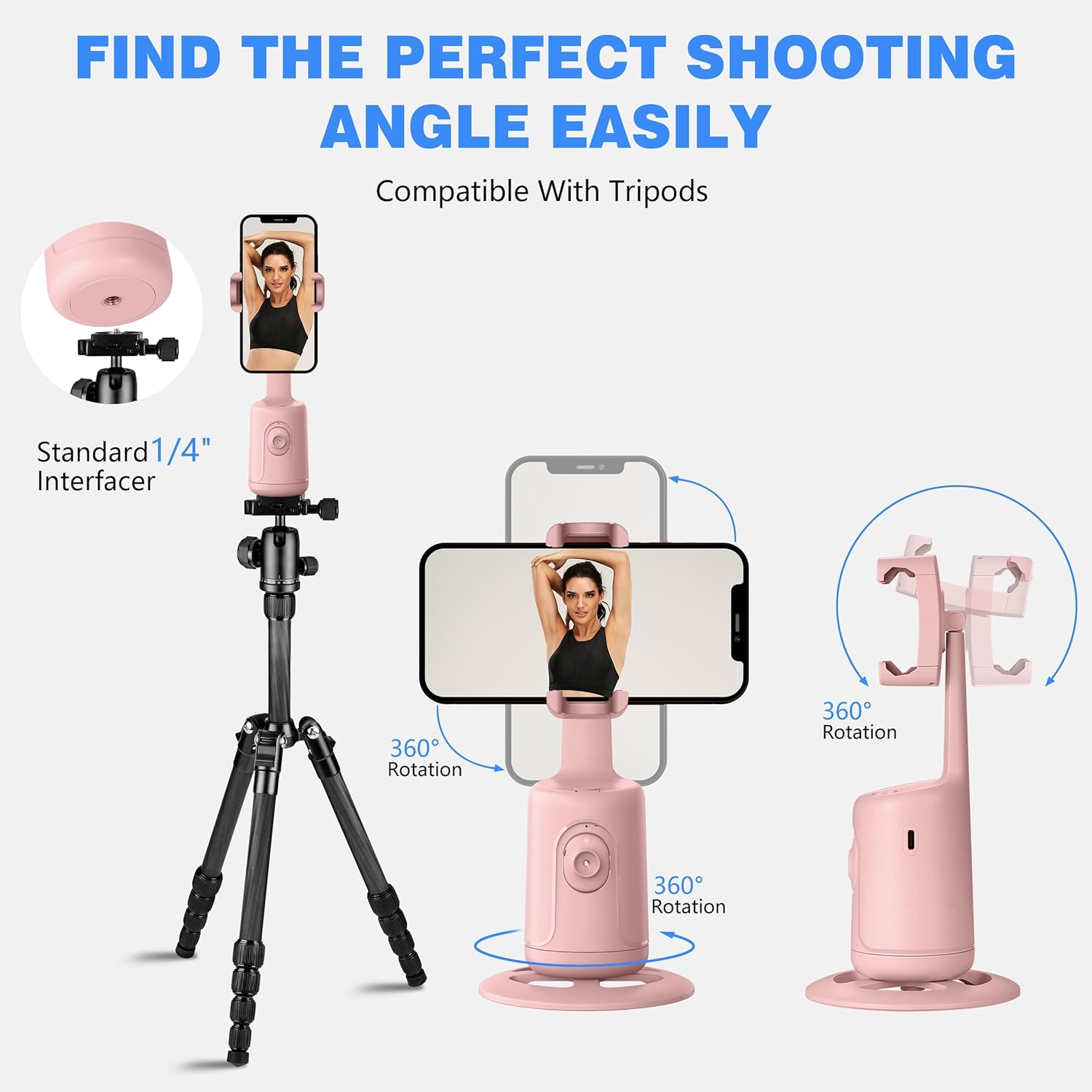 360° Auto Face Tracking Gimbal Stabilizer for Phones, Vlogging & Video Recording